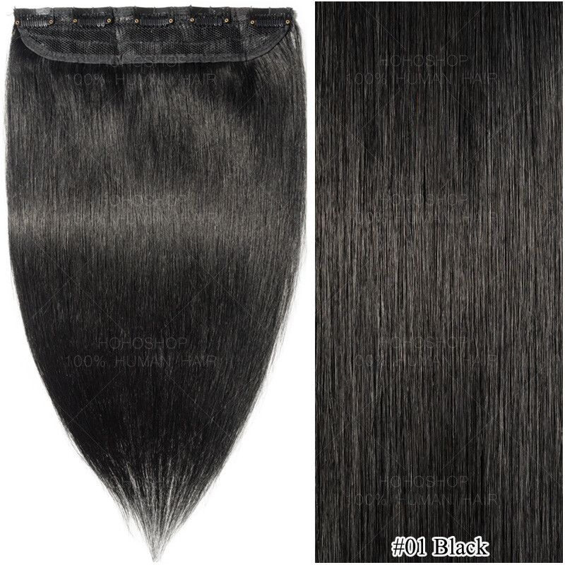 LUXURY One Piece Real Remy Human Hair Extensions Clip In 3/4 Full Head Weft 110G