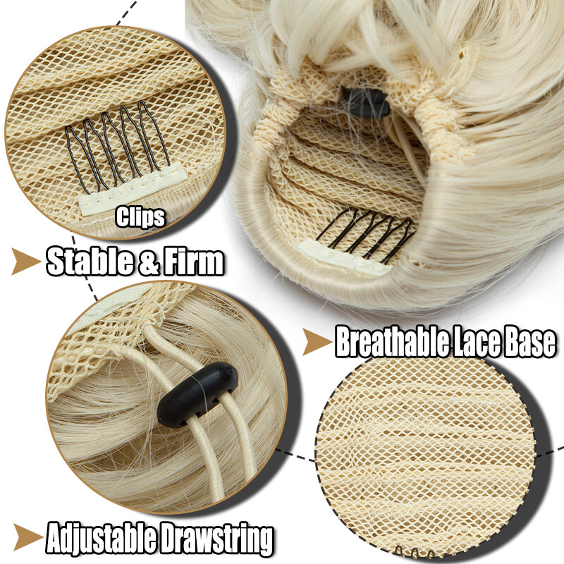 US Natural Clips-in Horn as Audrey Hepburn Updo Scrunchies Hair Extensions BUN