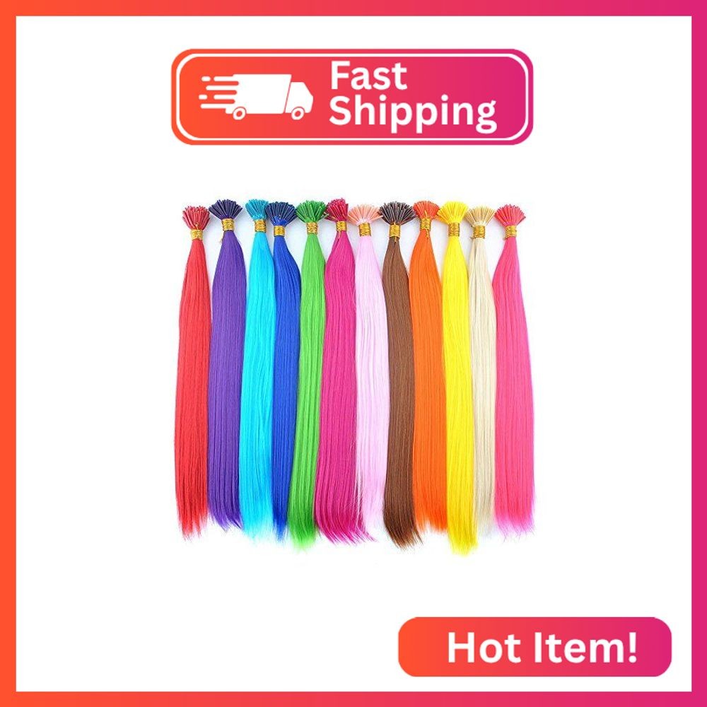 DENIYA Red Synthetic I Tip Keratin Fusion Hair Extensions for Children Mermaid H