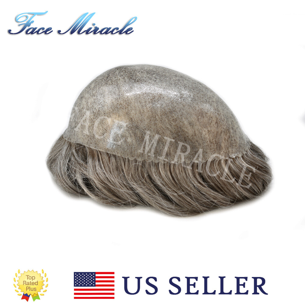 Full PU Mens Toupee Hair Piece Human Hair Replacement Systems Toupee for Man Wig