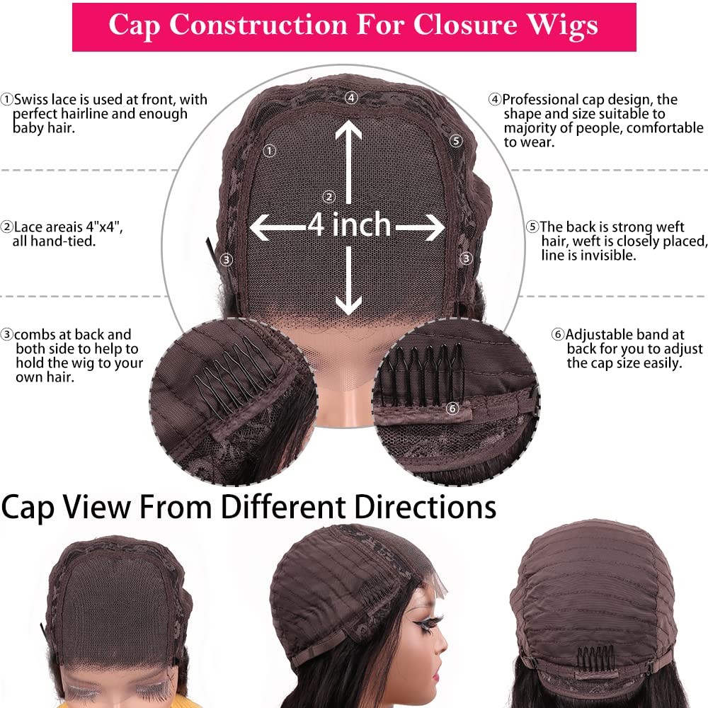 18 Inch Deep Wave Lace Front Wigs Human Hair 4×4 HD Lace Closure Wig 150% Den…