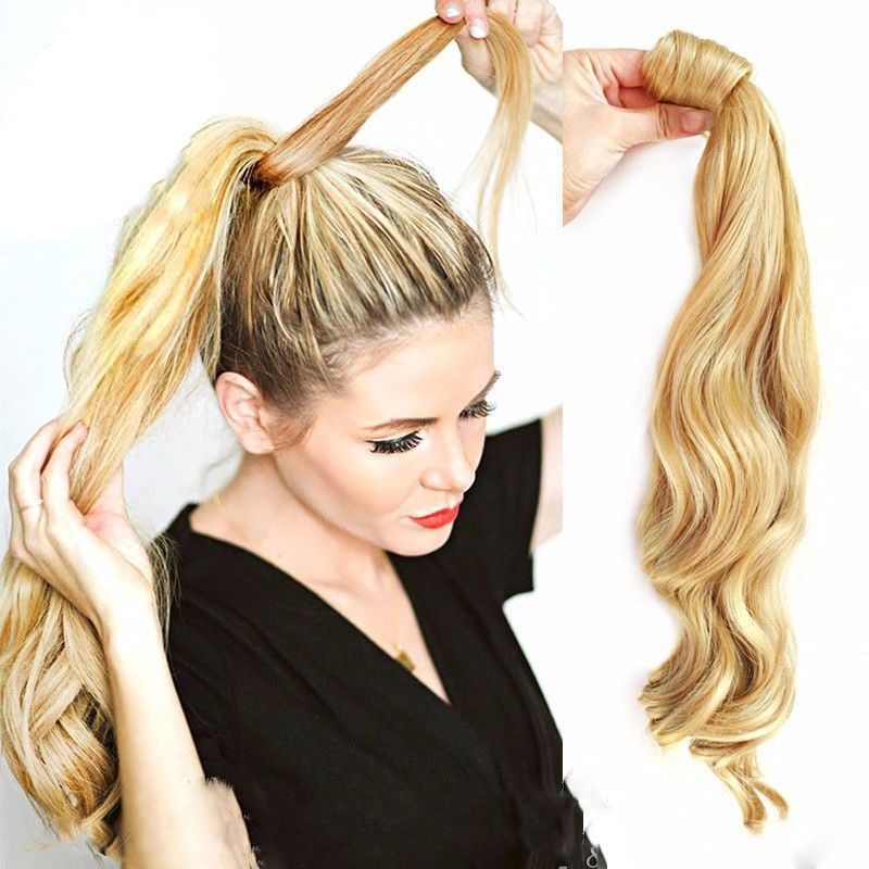 1PCS Real Thick Clip In as Human Remy Hair Extensions Pony Tail Wrap On Ponytail