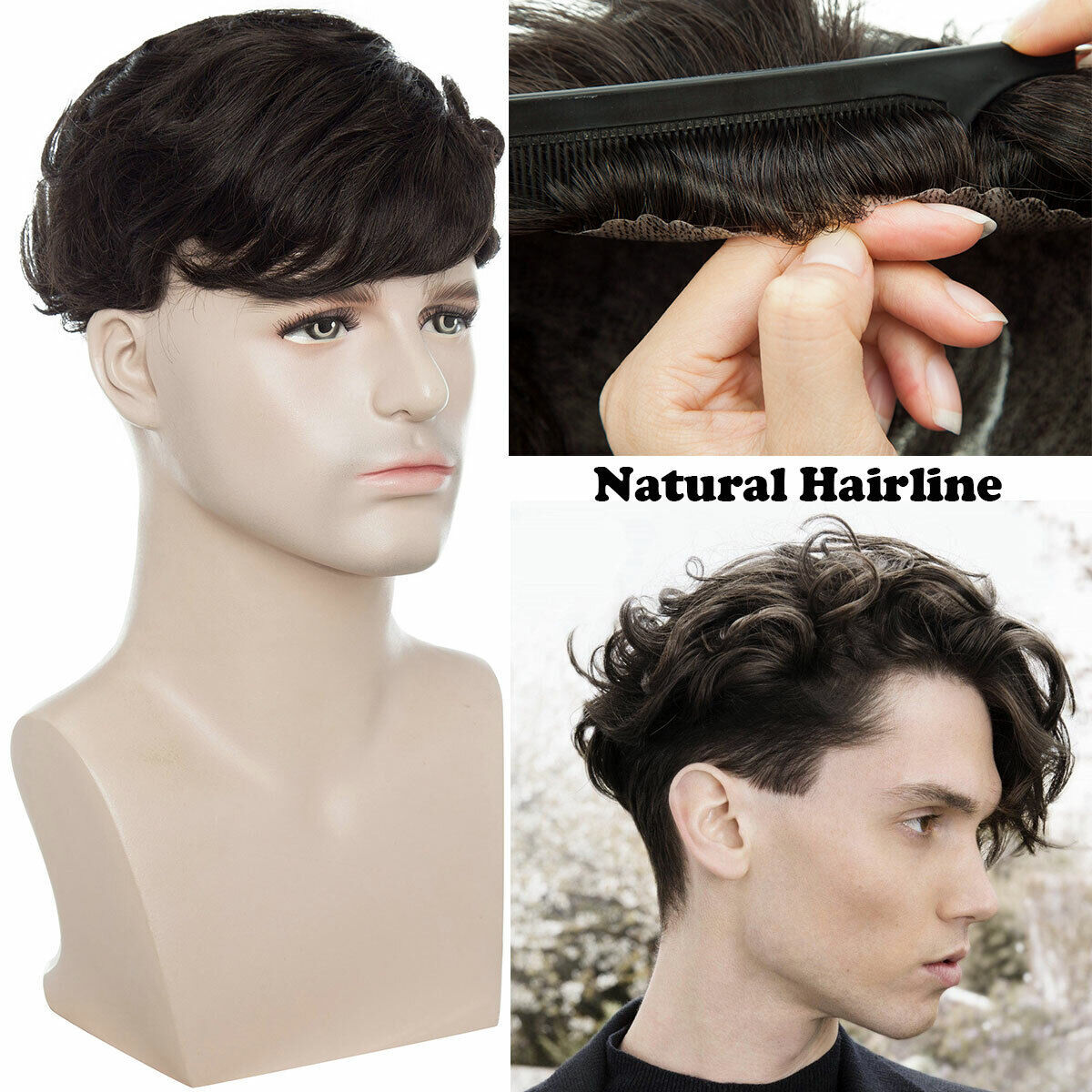 Ultra Thin Skin Mens Toupee Invisible Men Hair Replacement System TOP Hairpieces