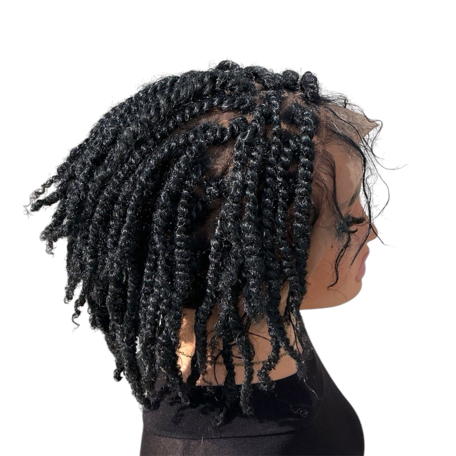 Handmade Black Twist Wig 10 Inch | 13×4 Lace Front | Short Bob | Ready to Wear