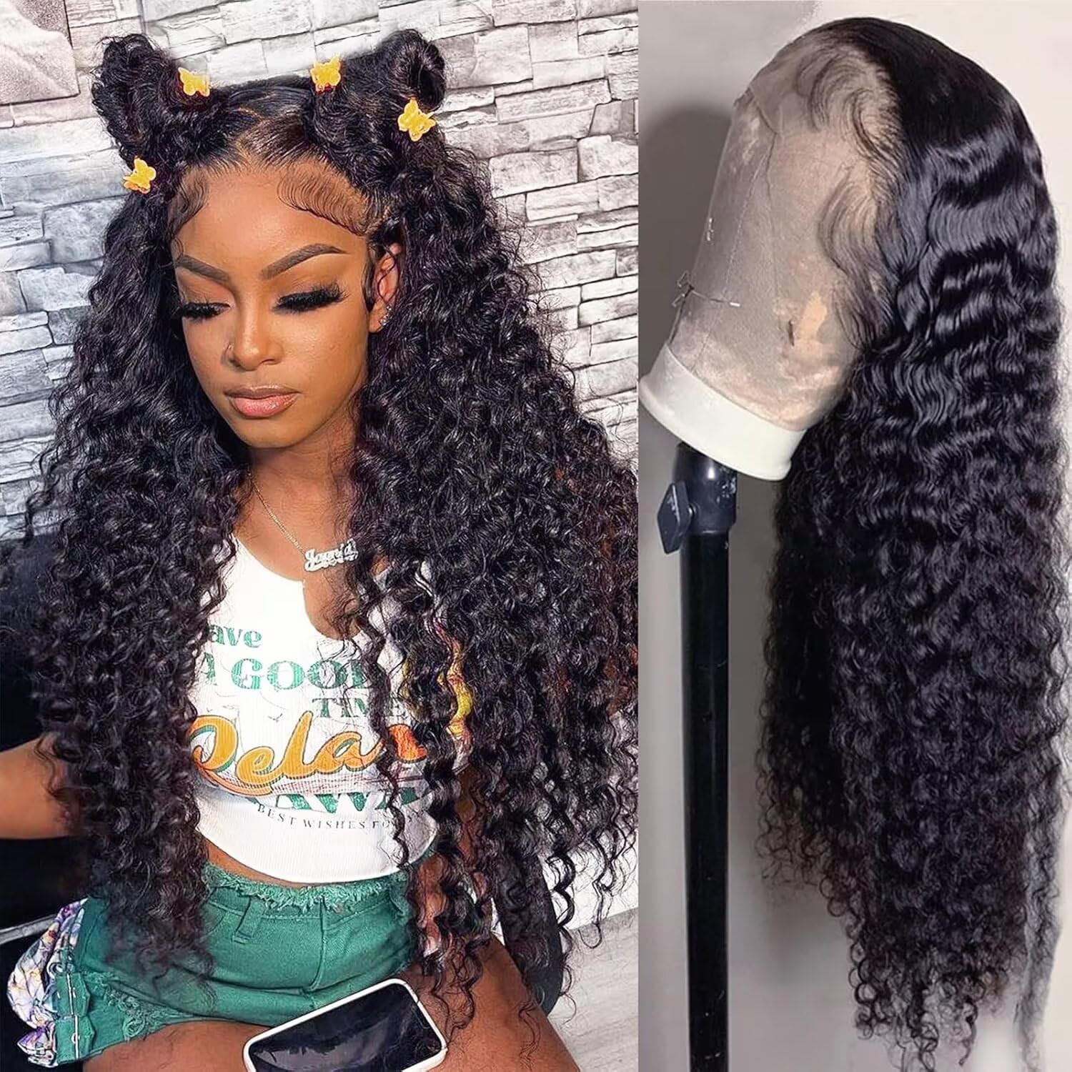 Tagota 18 Inch 13X6 Deep Wave Lace Front Wigs Human Hair 200 Density Hd