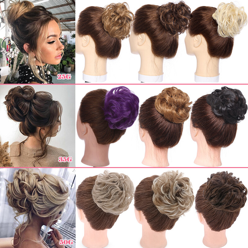Hair Bun Messy Hair Piece Scrunchie Updo Curly Fake Hair Extension Real As Human
