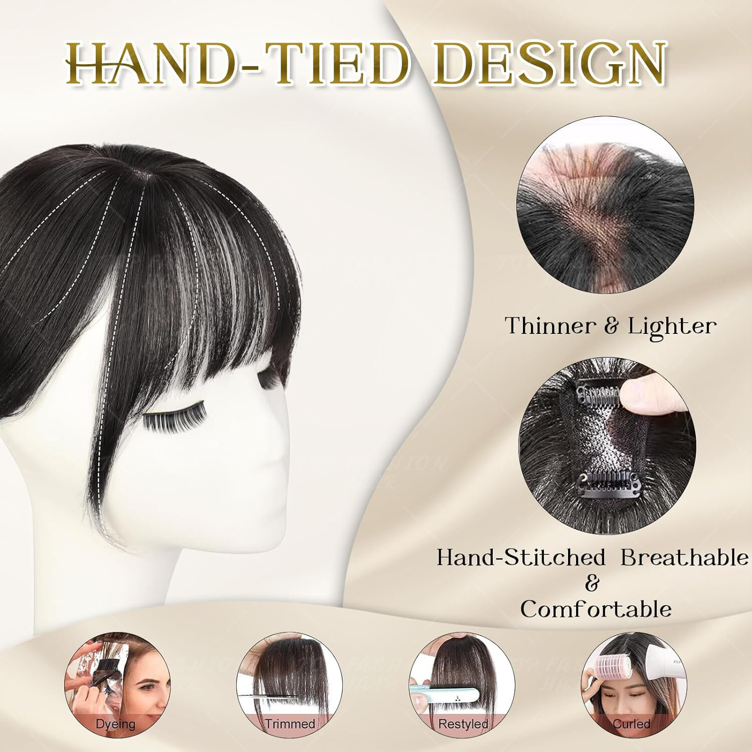 3D Wispy Bangs Fringe 100% Remy Human Hair Extensions Topper Clip in Hairpiece