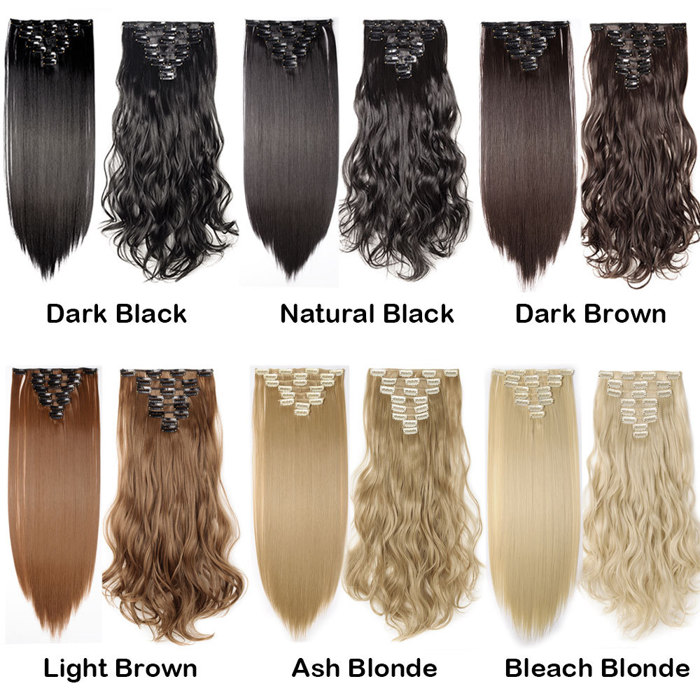 Real Long 100% Natural Extensions Clip in HAIR EXTENTIONS 18 Clips On as Human
