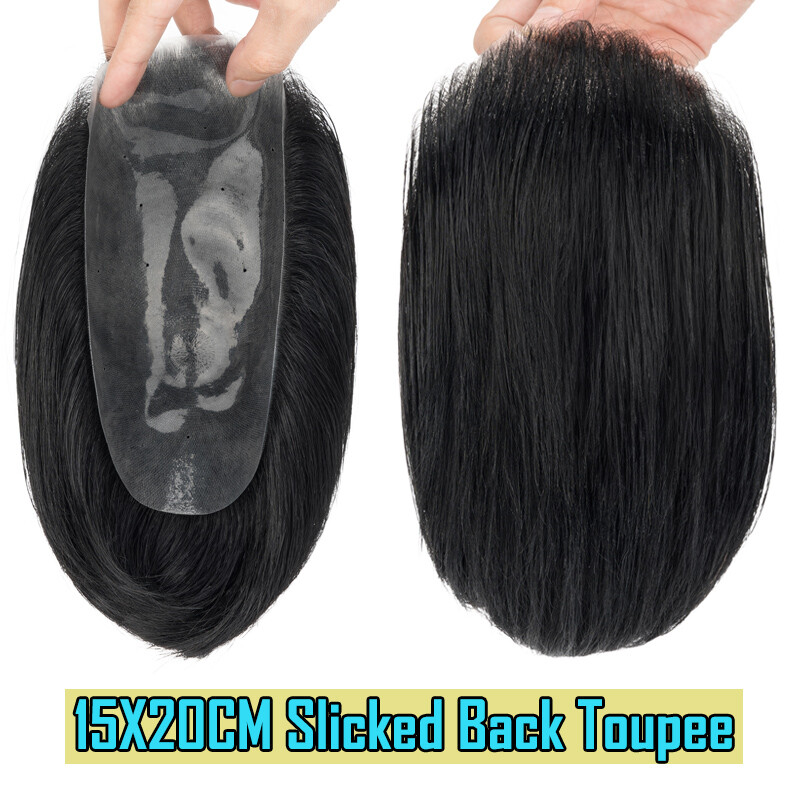 Mens Human Hair Toupee Ultra Thin Skin PU Hairpiece System Short Buzz Cut Topper