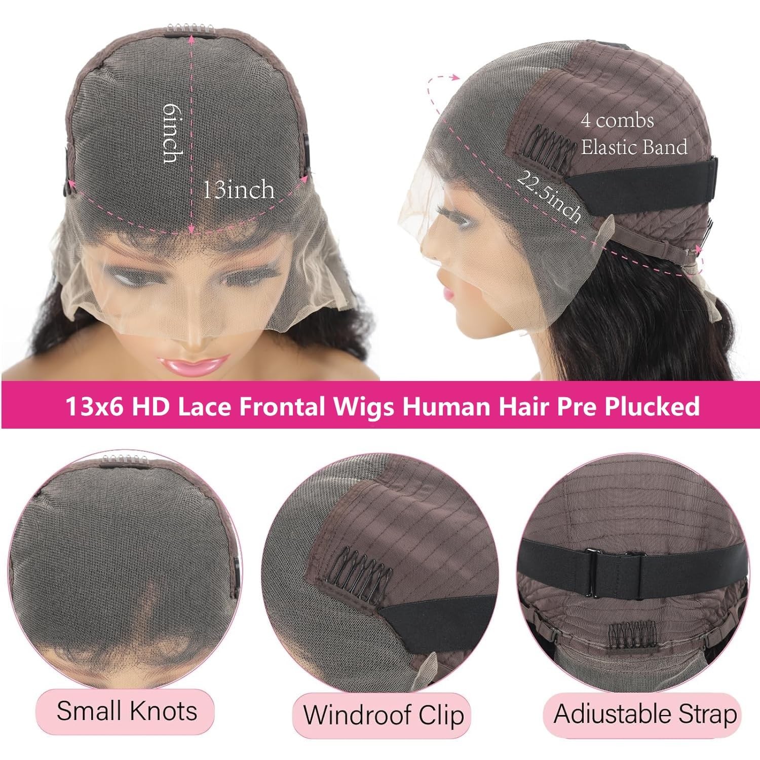 30 Inch 13×6 Lace Front Wigs Human Hair 200 Density Body Wave HD Lace Front W…