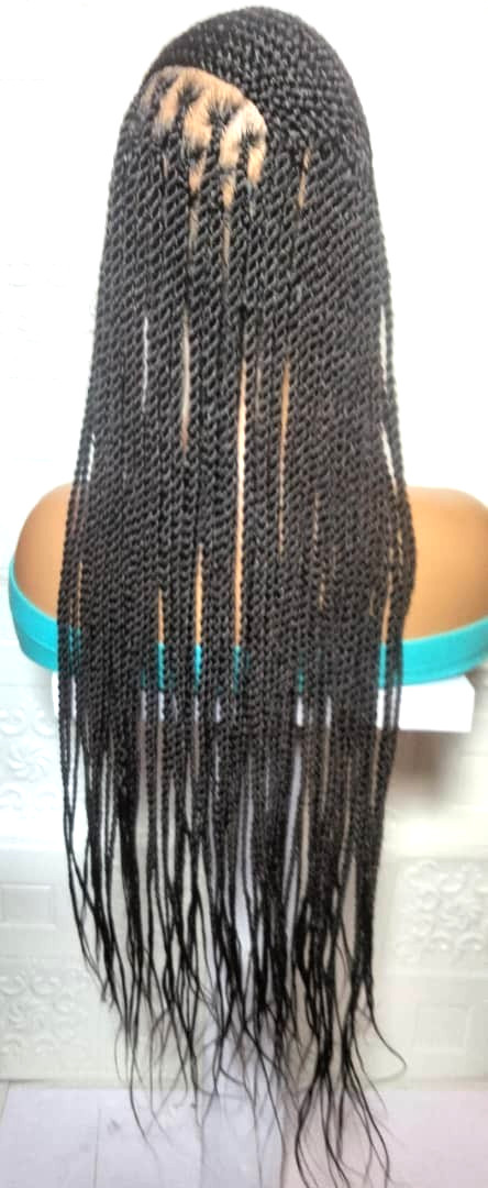 Braided Wig. Cornrow Lemonade Braids with Twist Box Braids. Full Lace Baby Hair