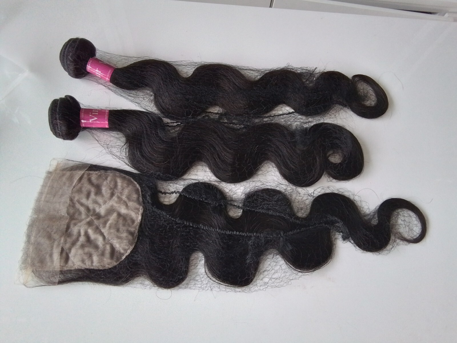 24+26 AND 22INCH 4X4 SILK BASE CLOSURE BRAZILIAN HUMAN HAIR 1b# BODY WAVES 250g