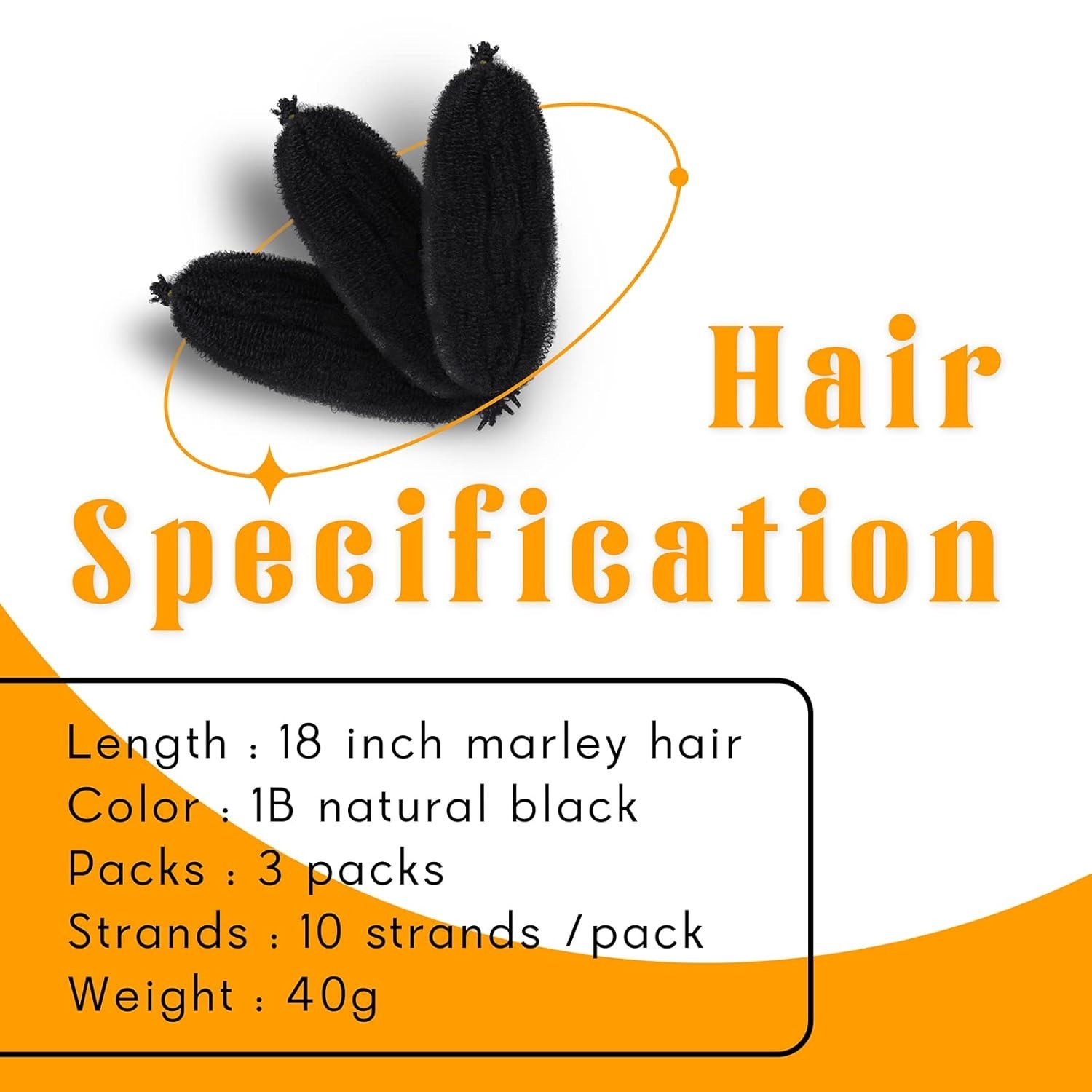 18 Inch Black Marley Twist Braiding Hair 3 Pack Pre Separated Afro Kinky