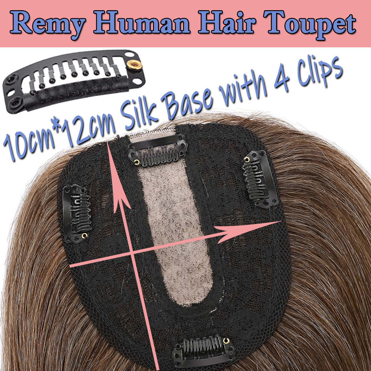 Clip In Remy Human Hair Topper Hairpiece Toupee Middle Part Silk Base For Women