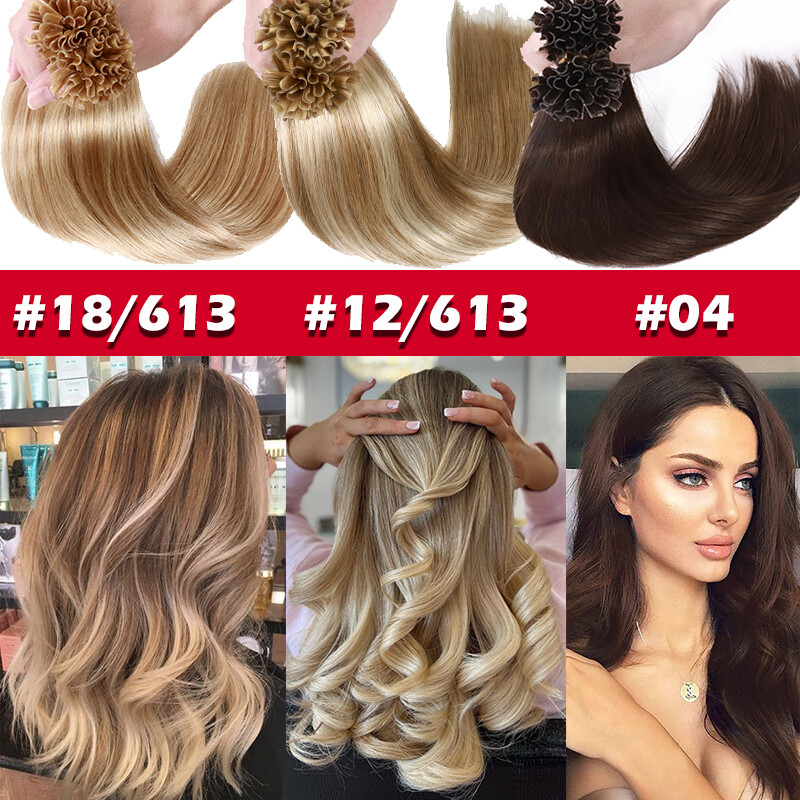 Thick 1g/strand Keratin U Tip Nail Fusion Russian Human hair Extensions Real 24″