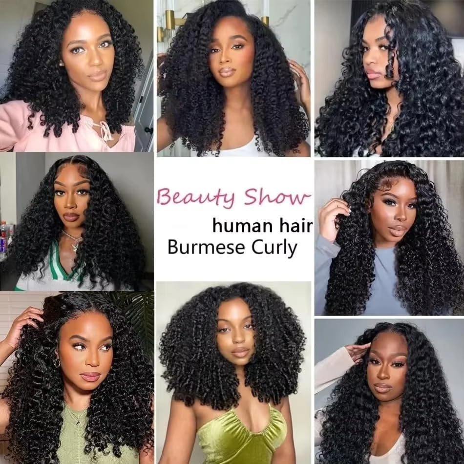 Burmese Curly Hair Bundles 26-30 Inch Unprocessed Virgin Hair Weave 3 Pack #1B