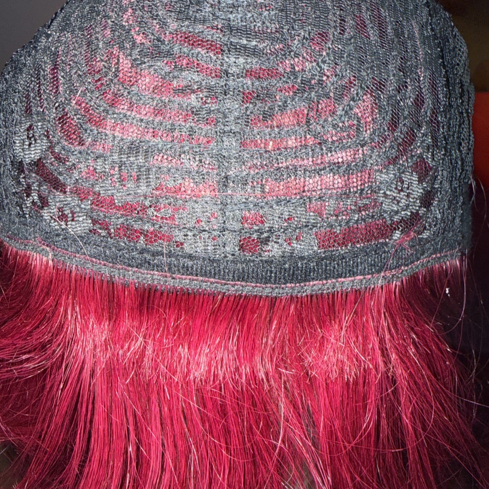 613 Human Hair Lace Cap Hard Front 24” Burgandy Very Soft. .