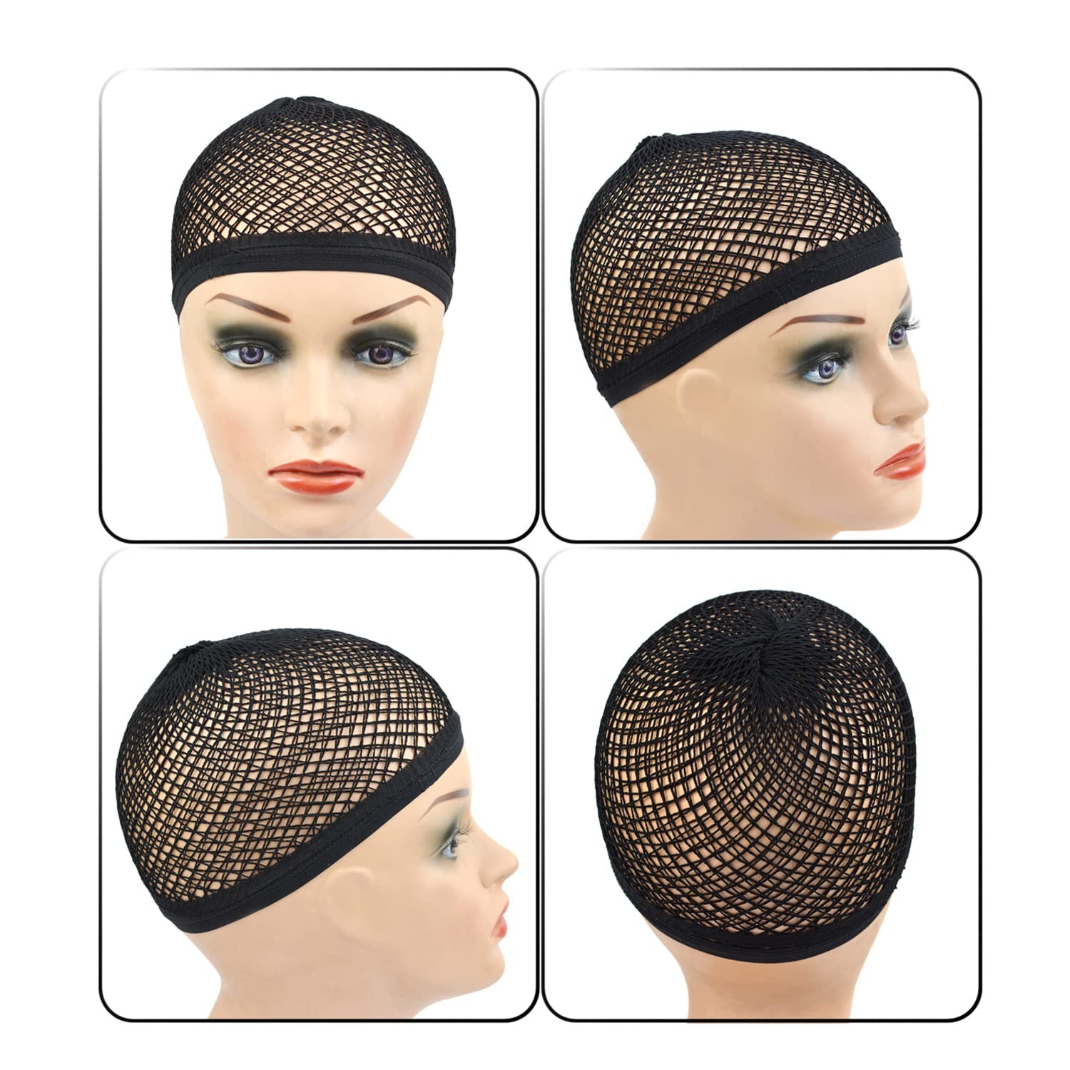 Mesh Wig Cap Crochet Net Black Hair Net for Women Men Sleeping Hairnet Cosplay