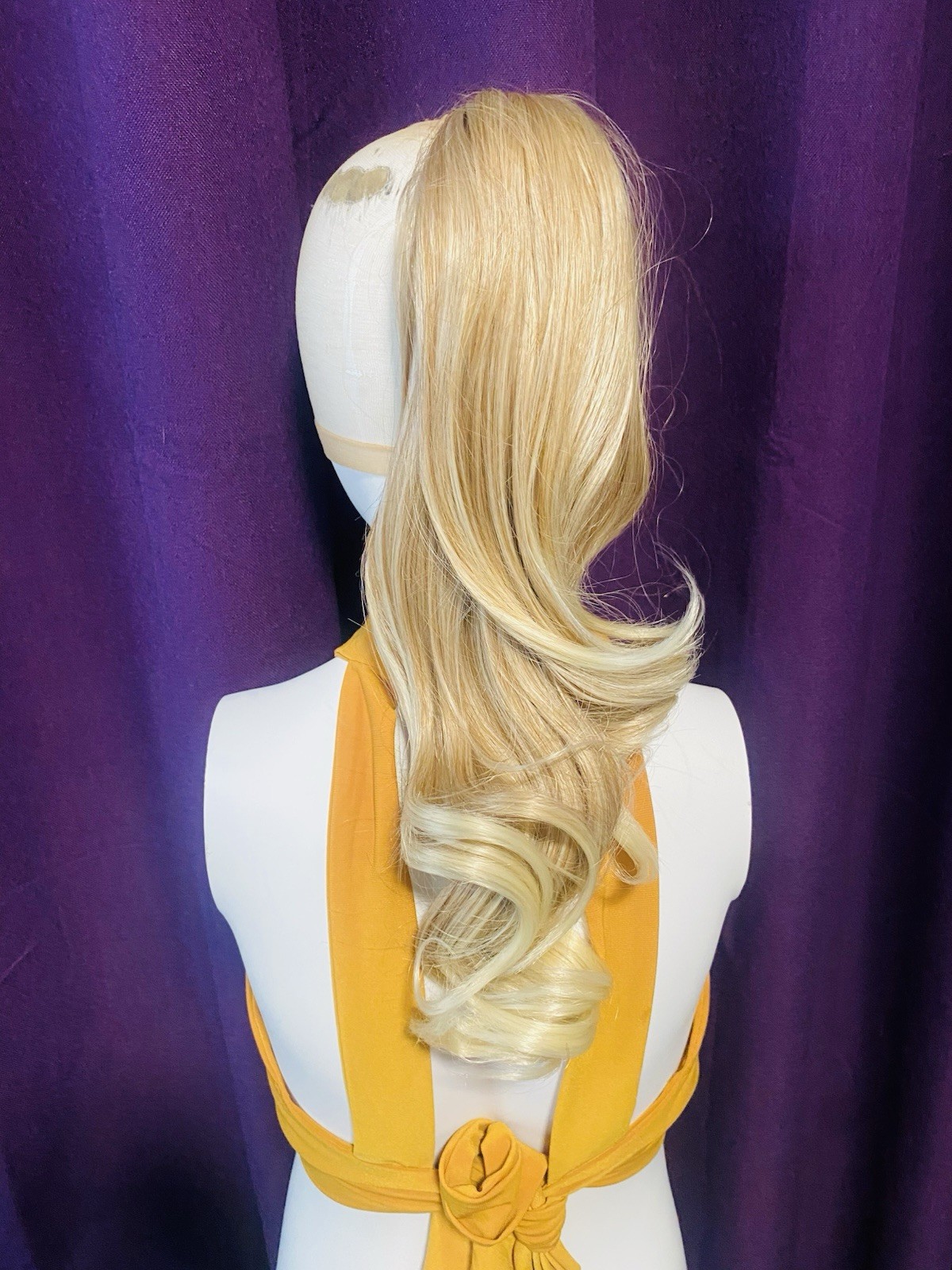 Clip-In Wavy Ponytail Hairpiece, Light Blond Human hair 21-30 in, Fashion