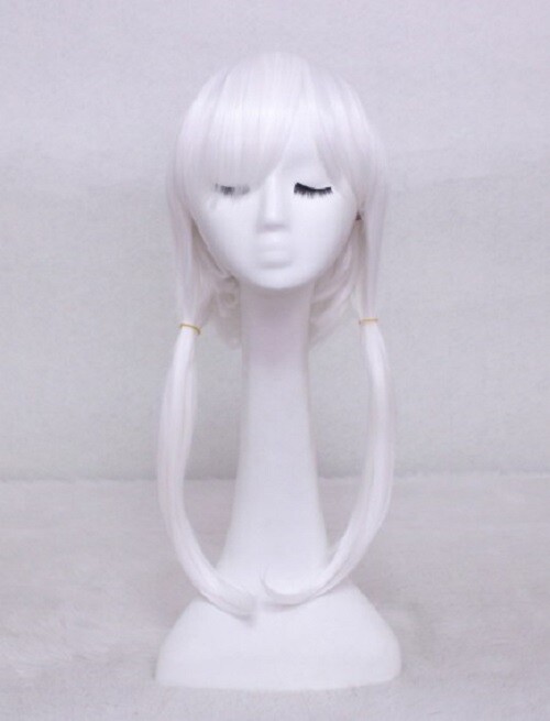 For Cosplay High School DxD Toujou Koneko White Straight wig + wig cap 55cm Long