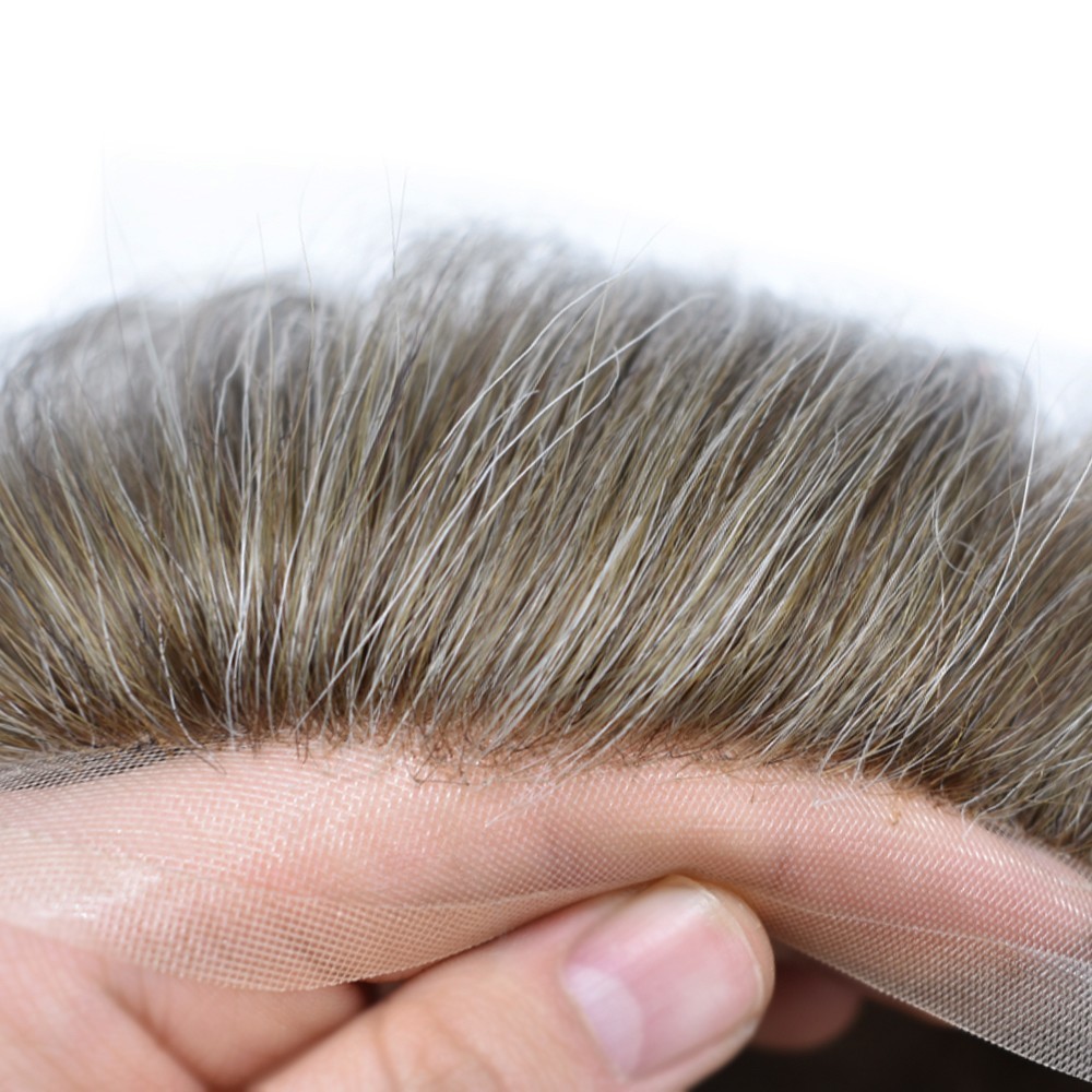 Mens Toupee French Lace Front Hair Piece Replacement System 8X10 Wig for Men US