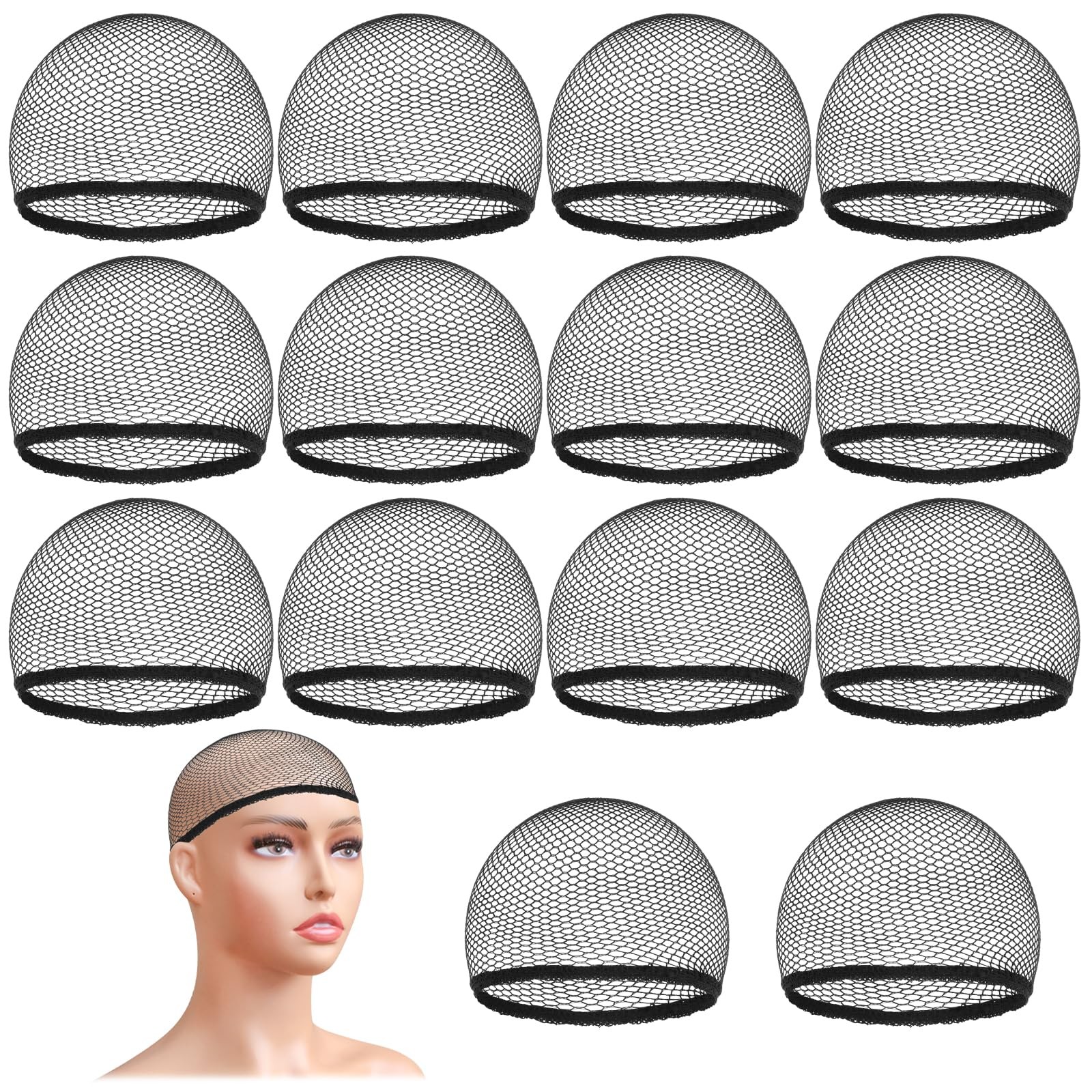 Mesh Wig Cap Crochet Net Black Hair Net for Women Men Sleeping Hairnet Cosplay