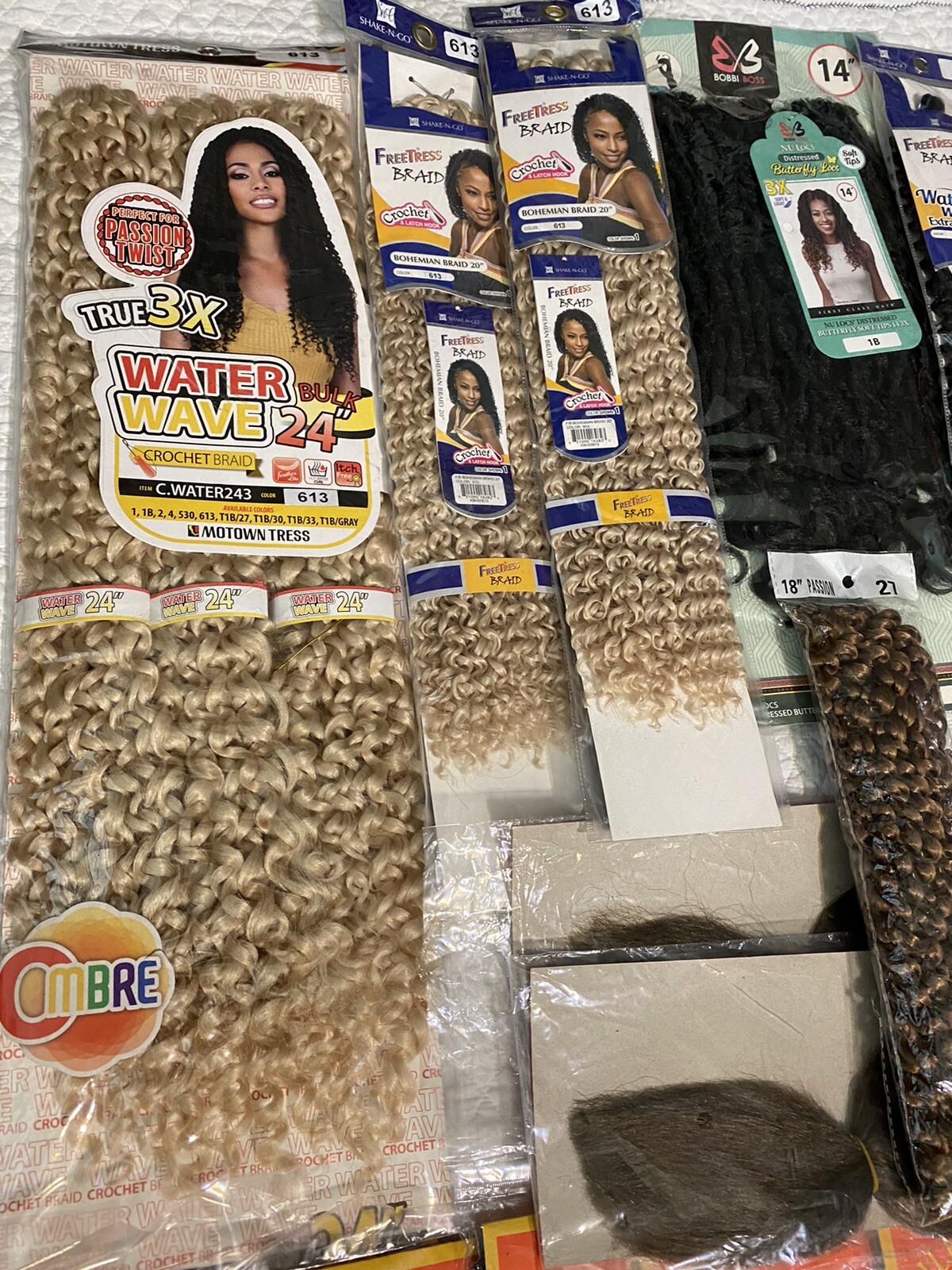 Lot Of 23 Pieces Water Wave Passion Twist Crochet Hair Extensions all colors