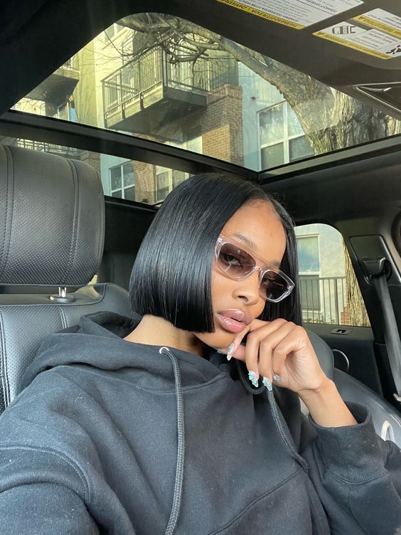 Black Full Head Cover Wig Short Bob Synthetic Lace Front Wigs Daily Use Natural