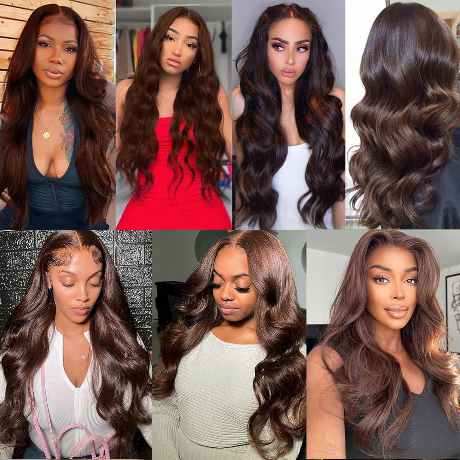Fabimiya 16 18 20 Inch Human Hair Bundles Chocolate Brown 4 Body Wave Bundles