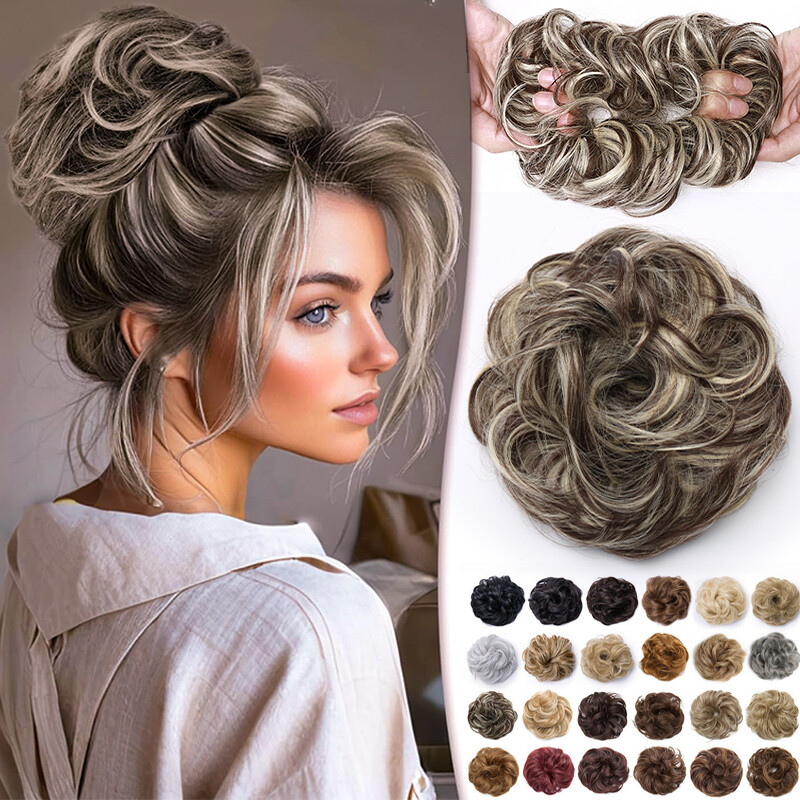 X-LARGE Messy Bun Hair Piece Scrunchie Updo Wrap Hair Extension as Human Bun 45g