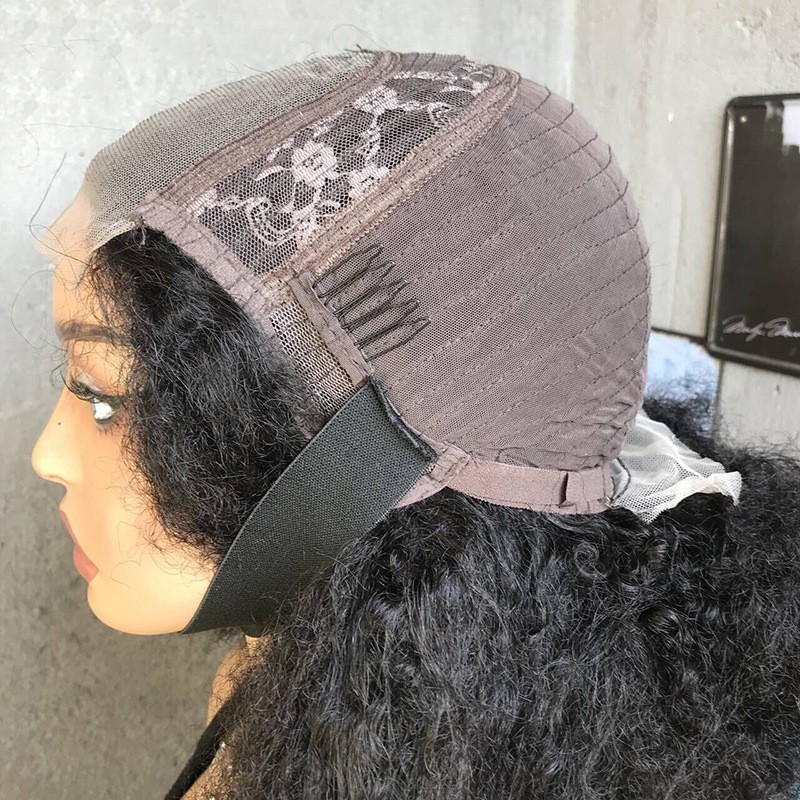 20″ Blend Human Hair Kinky Curly Wigs for Black Women 4×4 Lace Frontal Curly Wig