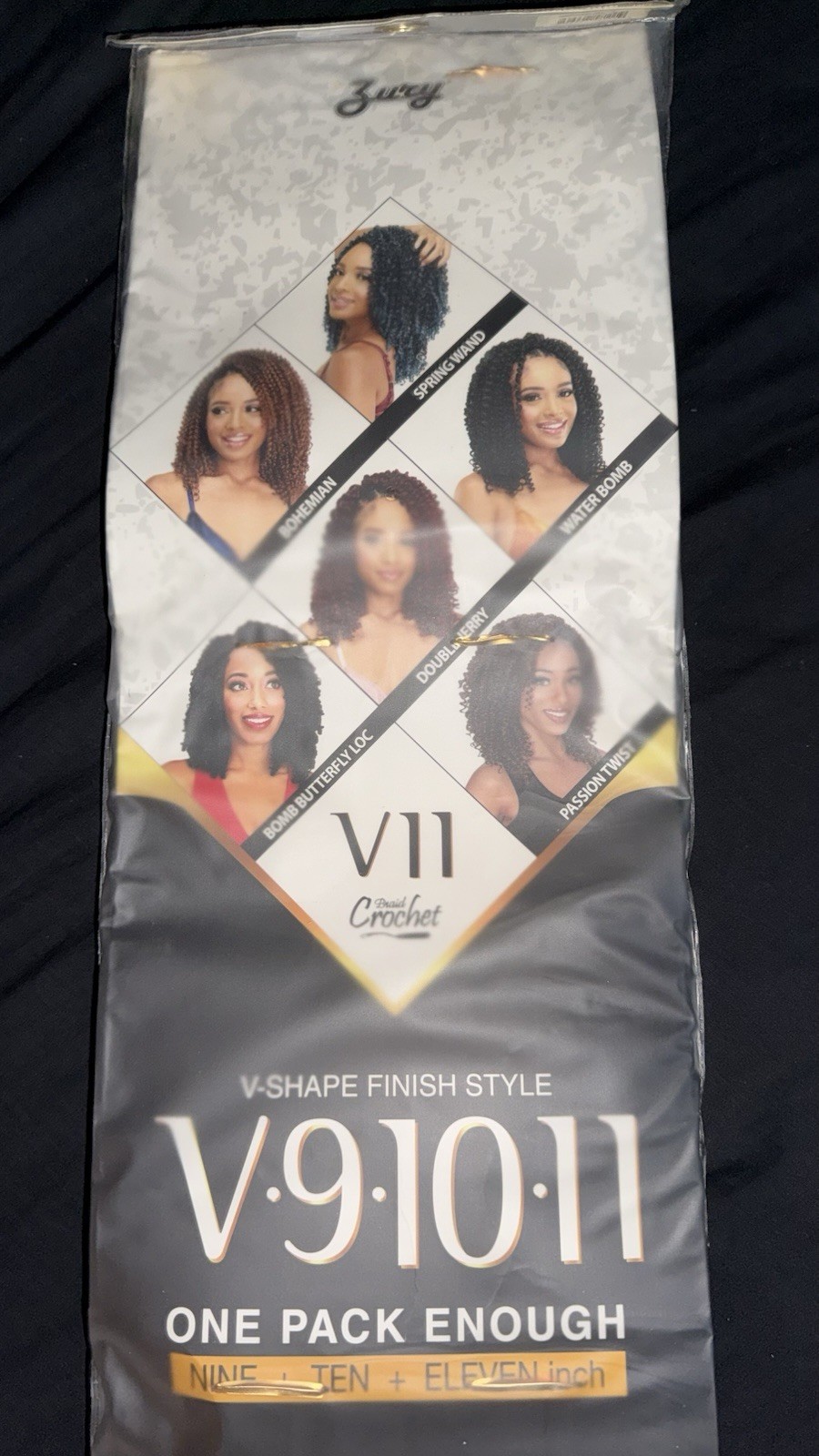 Zury VII Crochet Braid Hair Extension Curly Black 9-11in V-9-10-11 V-Shape
