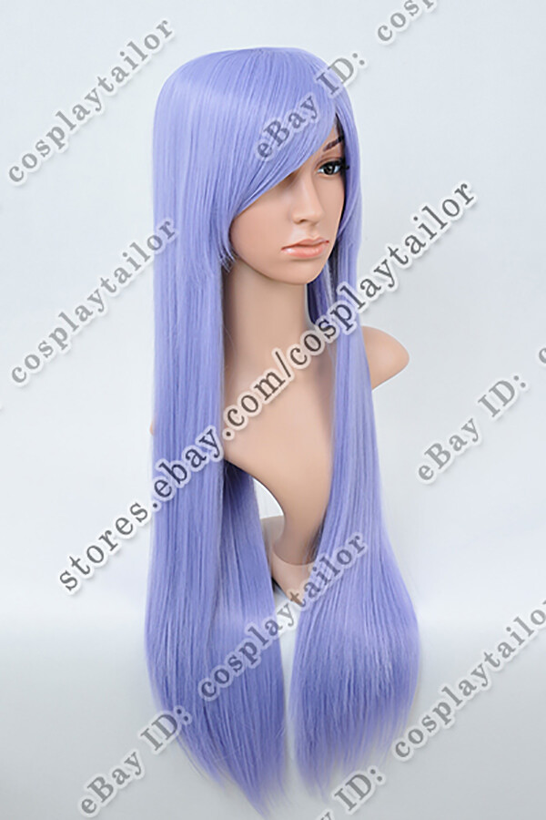 70 cm Light Purple Long Straight Wigs with Bangs Stylish Synthetic Wigs