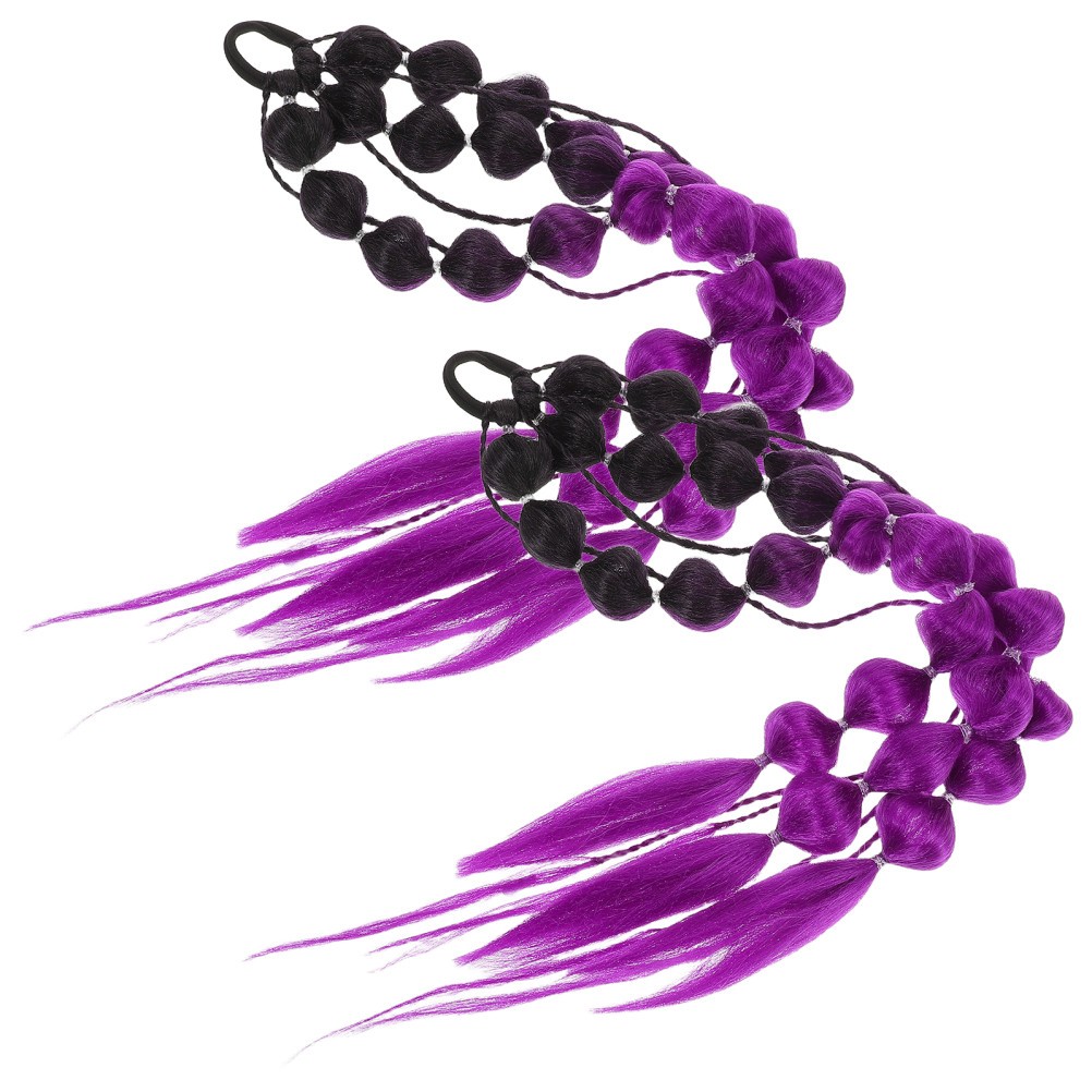 1 Pair Colored Bubble Ponytail Extension: Long Colored Hair Extensions With Tie