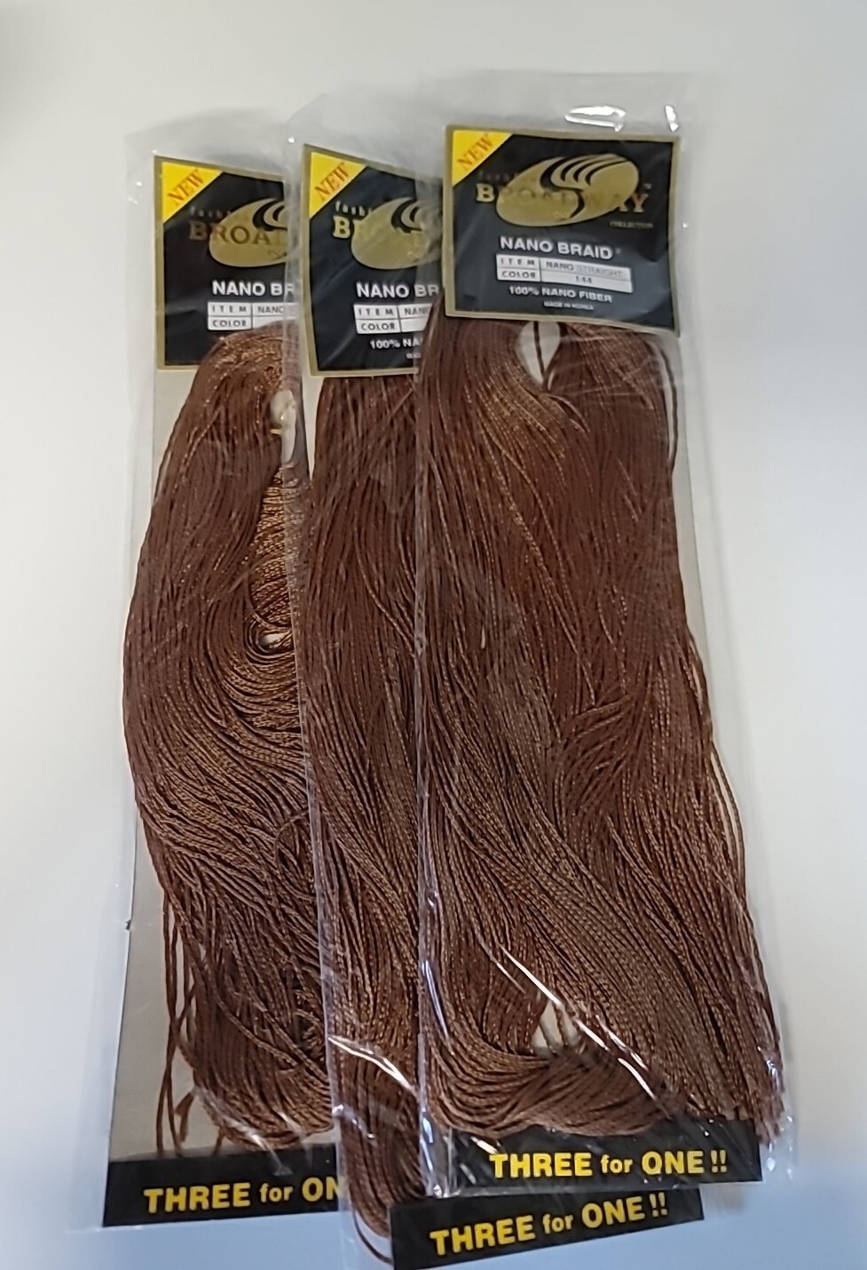 Fashion Broadway Nano Braid Straight Color 144 Synthetic Hair 3pk