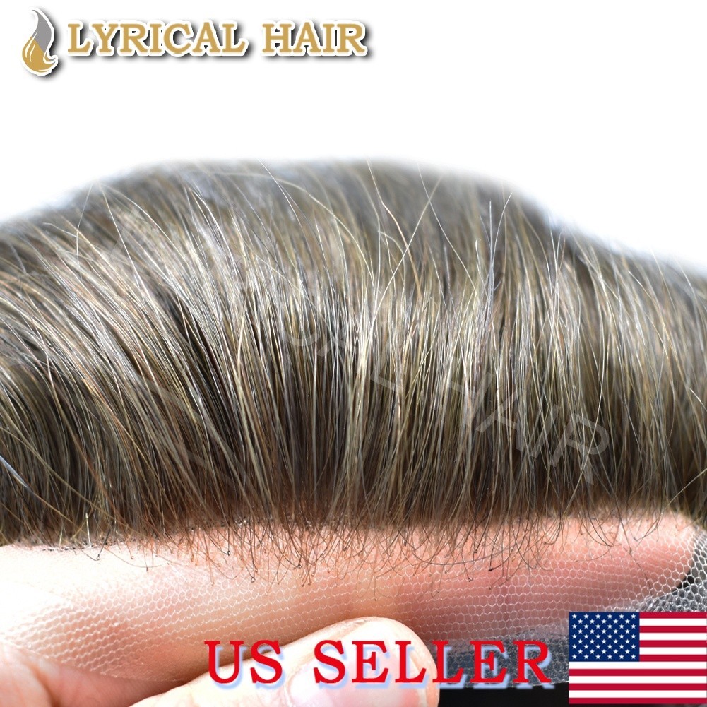 Full Lace Mens Toupee Soft Human Hair Light Invisible Hairline System Unit Men