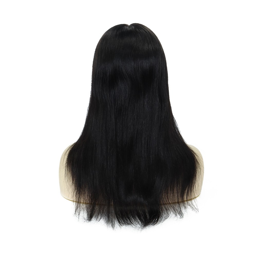 Human Hair Topper Women French Lace Top Pieces 7×9 Straight Black Hair 16” #1B