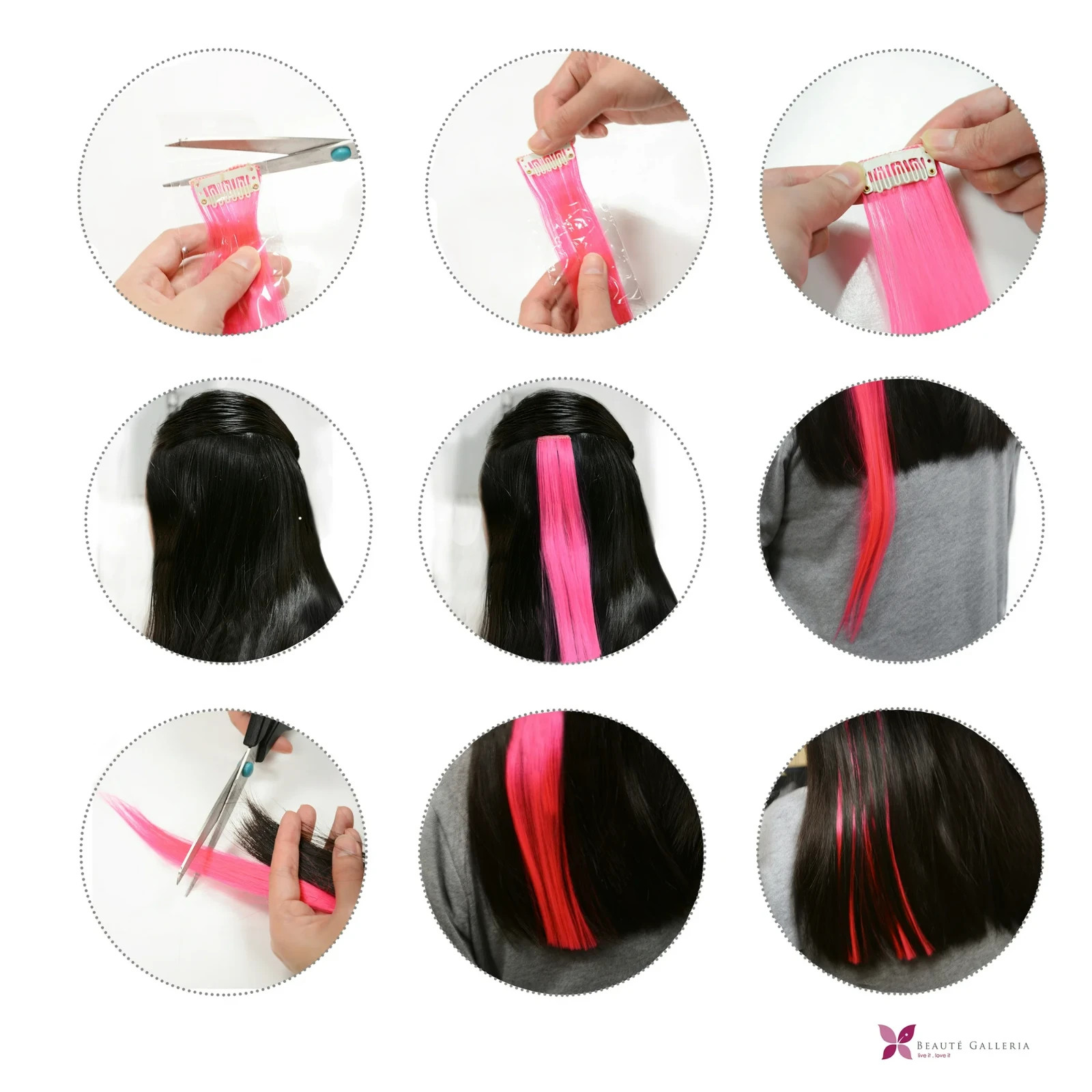 🔥11pcs Single Color 21″ Straight Party Clip In Synthetic Hair Extensions Purple