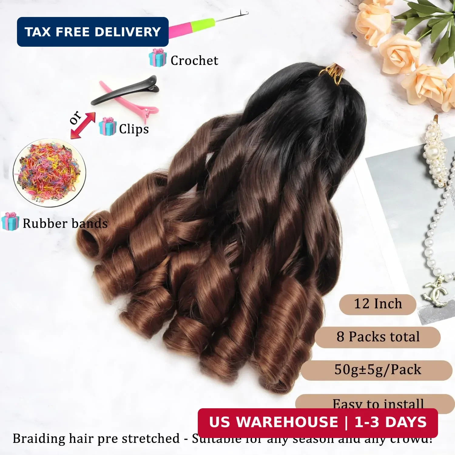 French Curl Braiding Hair 12Inch 8Packs French Curl Crochet Braids Short Curl…
