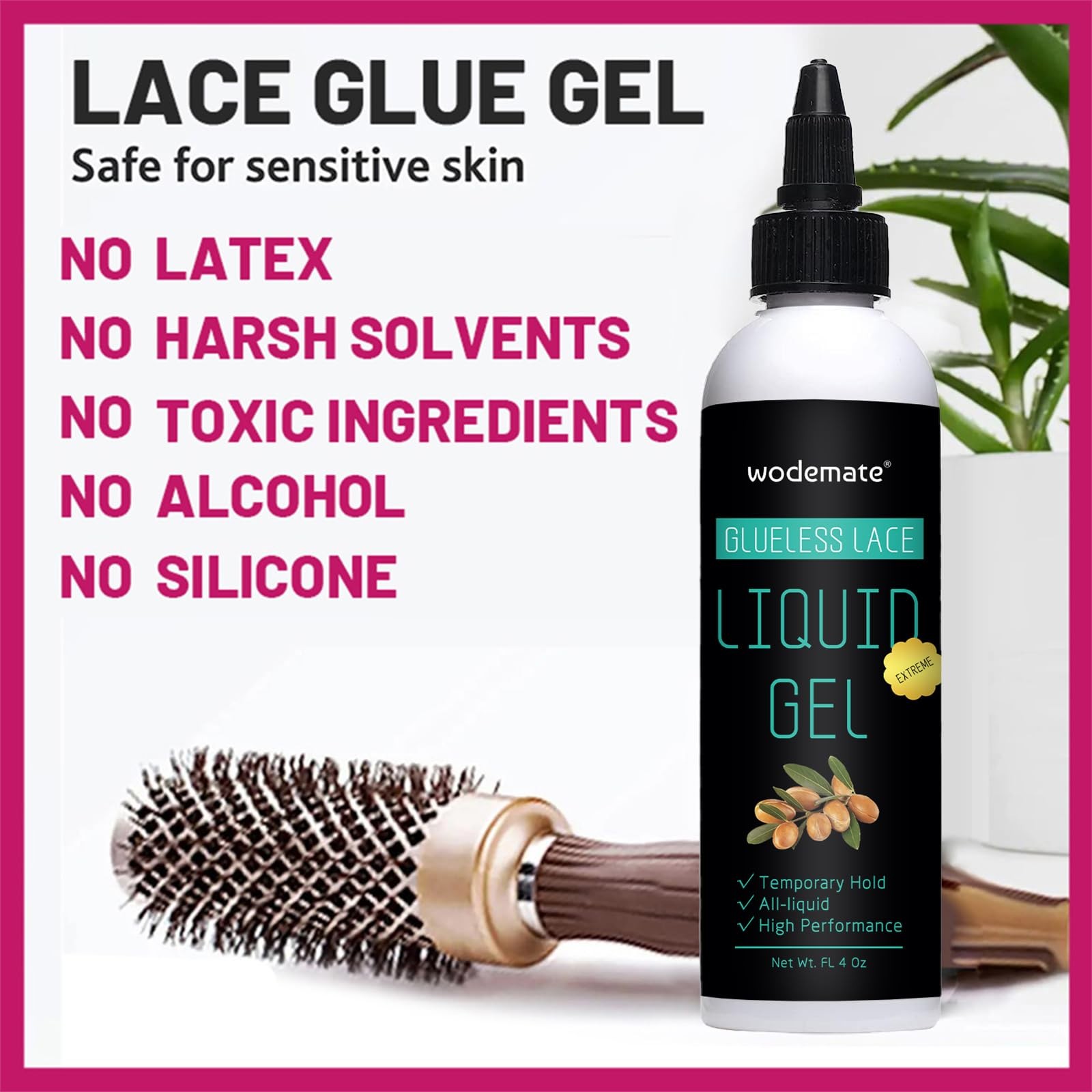 Lace Wig Bonding Gel, Glueless Invisible Hold, Non~Toxic, 4 oz