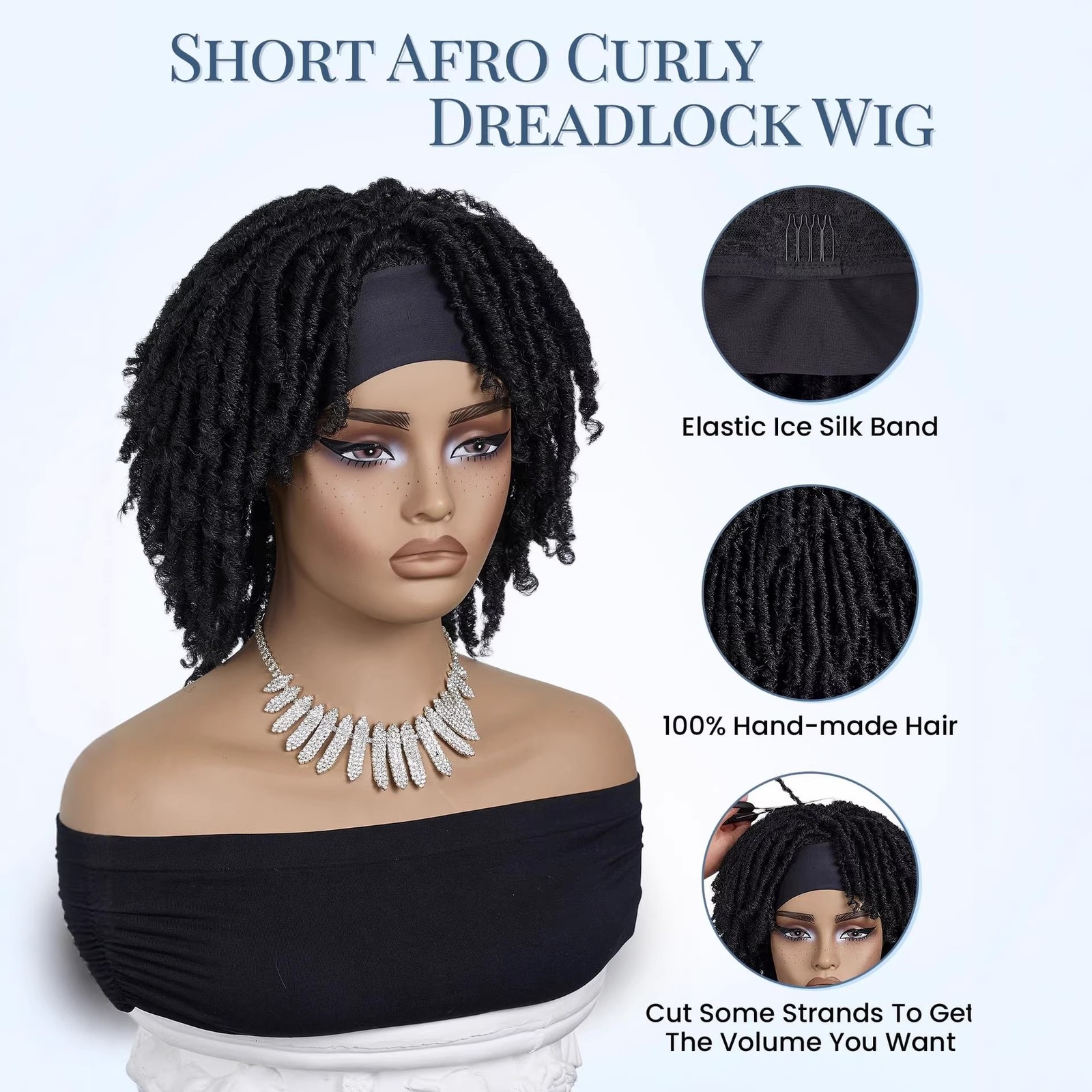 Afro Spring Curl Hollow Out Ice Silk Synthetic Full Wig Heat Resistant for Women