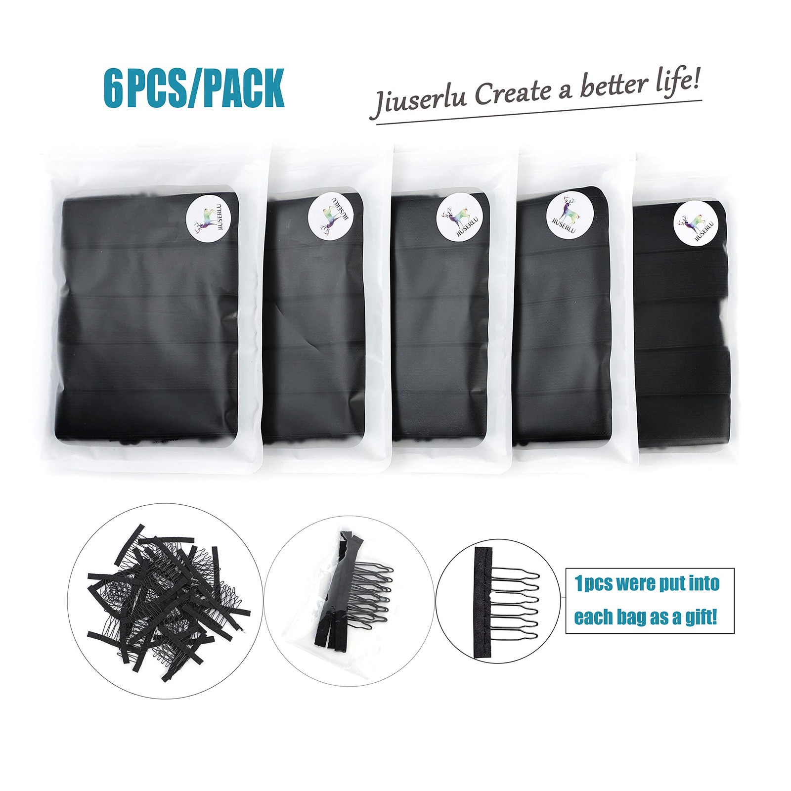 6 Pcs Elastic Band Adjustable Straps for Wig Making Lace Bands Wig Accessories