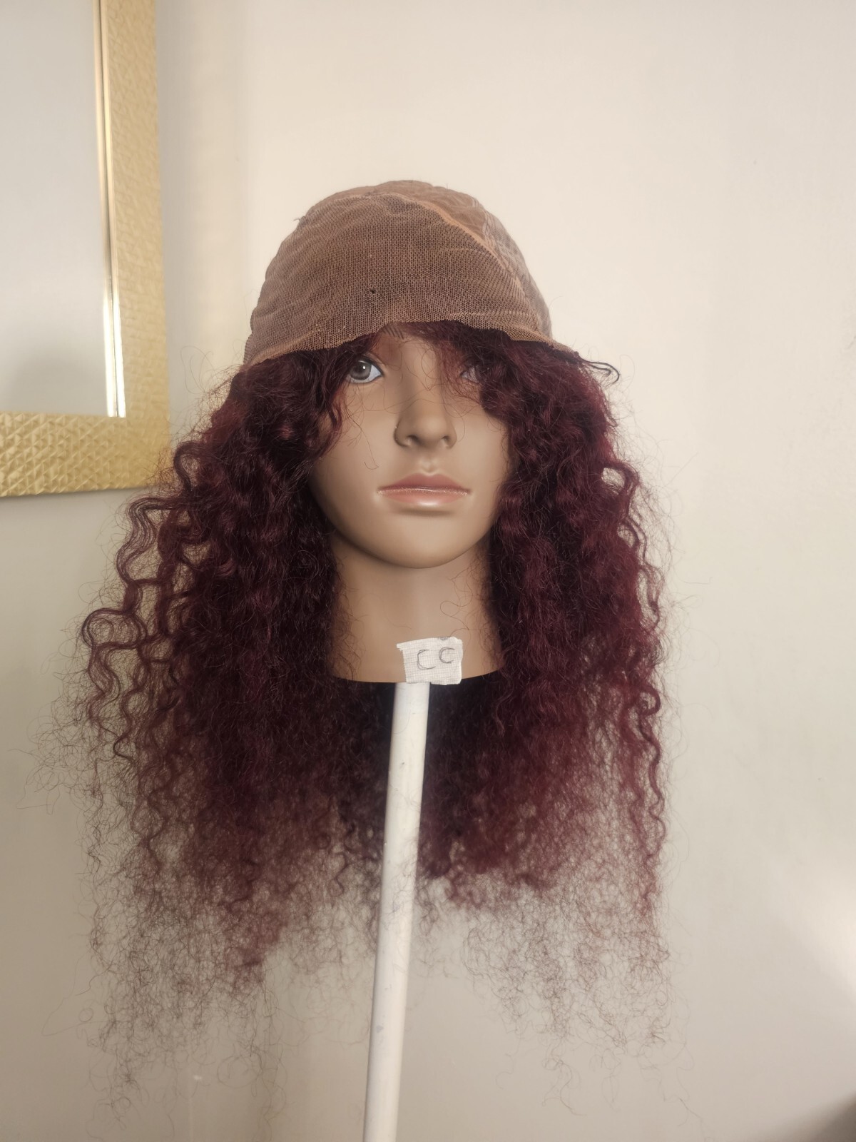High Quality regular Top Reddish 24″ curly wavy 100% Virgin Human Hair Lace Wig