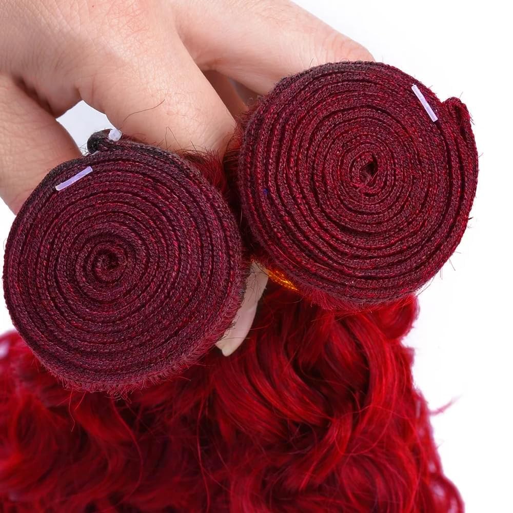 Gveoxvo Burgundy Bundles Human Hair Red Bundles 24 26 28 Inch Unprocessed