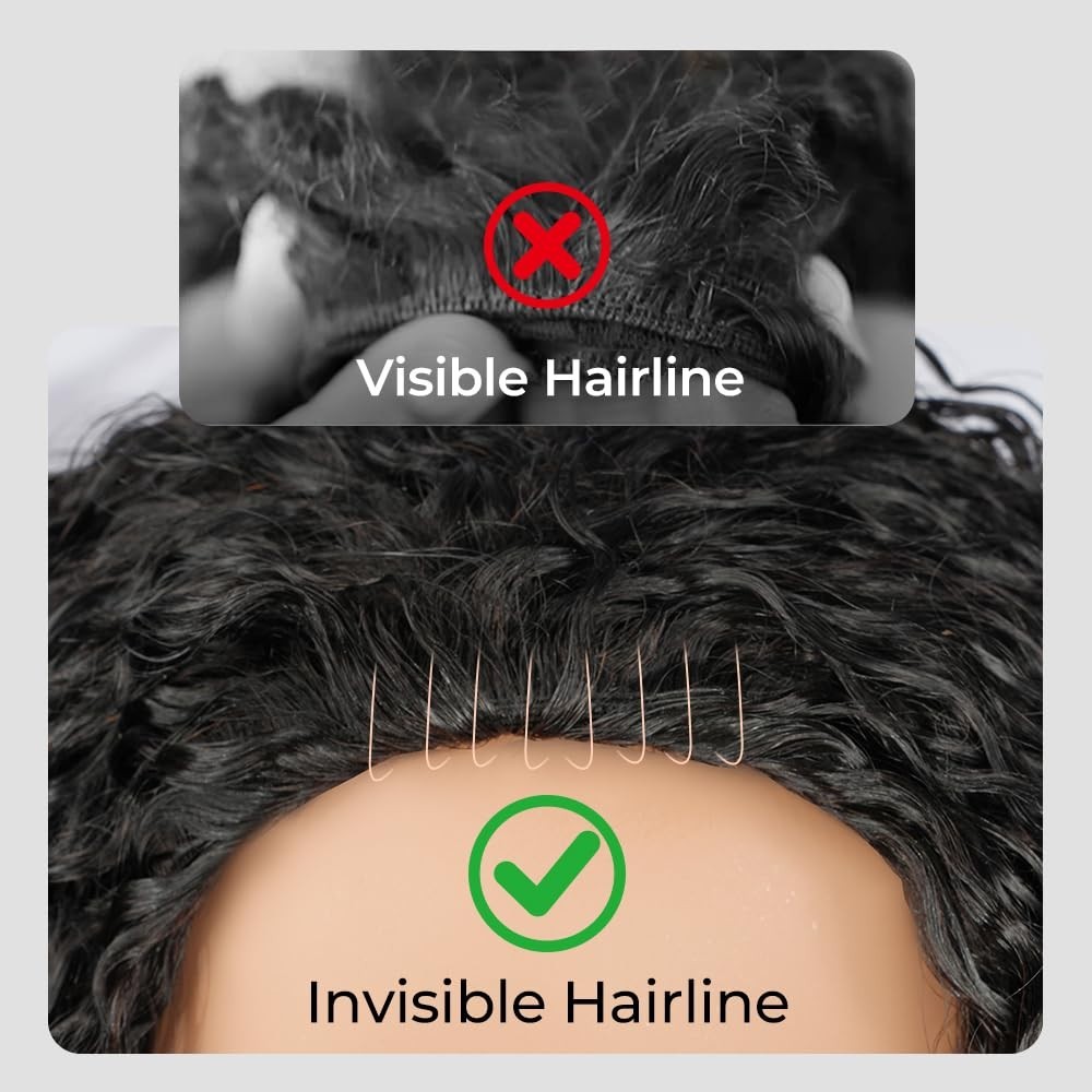 250% Density Curly Half Wig Human Hair – Glueless 3-in-1 Drawstring Clip-Ins, 16