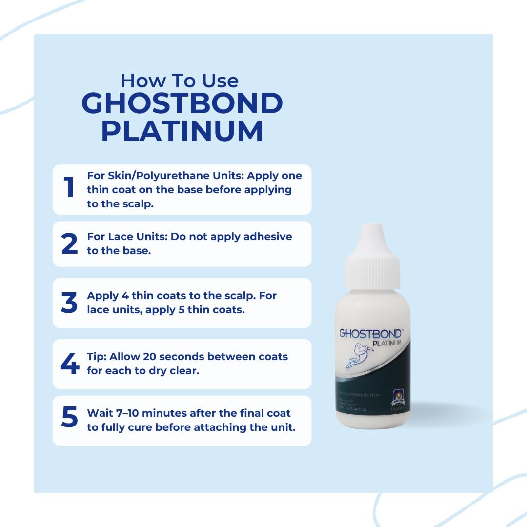 GHOSTBOND Platinum Water Resistant Wig Glue for Extreme Heat 1.3 Ounce, White