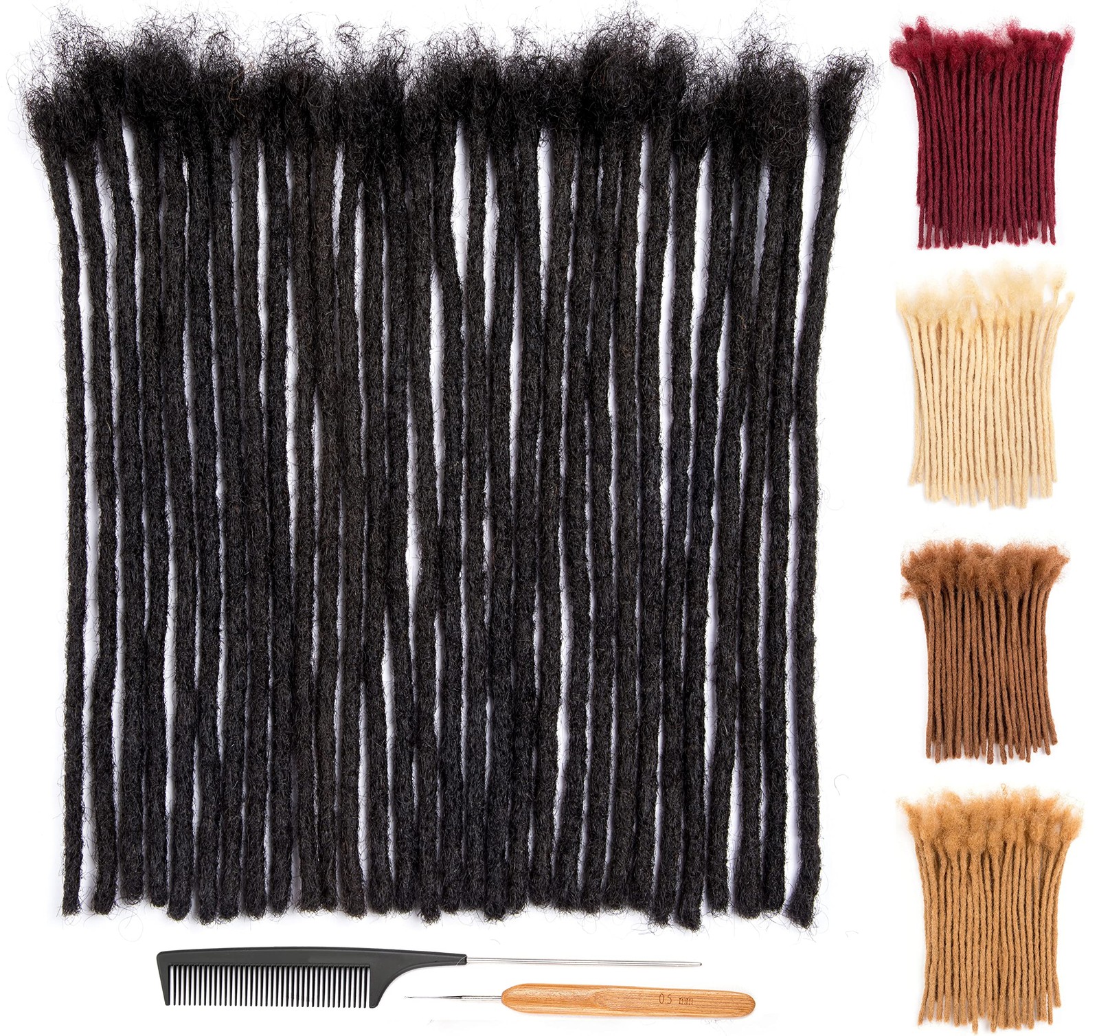 DAIXI 12″ 10 Strands 100% Real Human Hair Dreadlock Extensions 0.6cm Thick