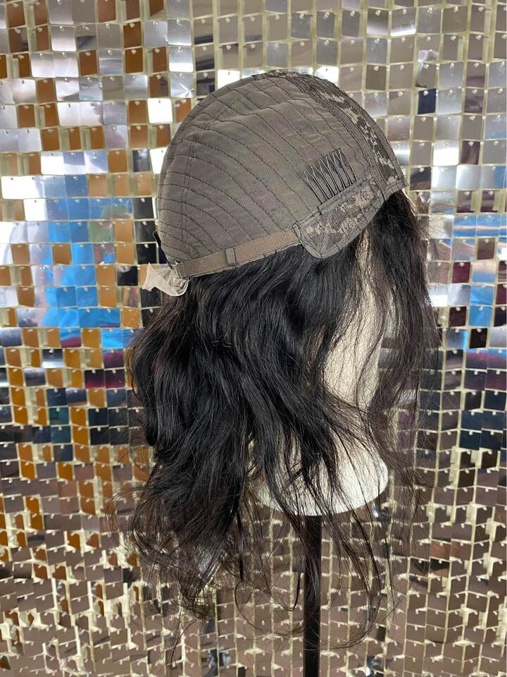Human Hair Wig 16 Inch Natural Black Body Wave 4×4 Lace Front New