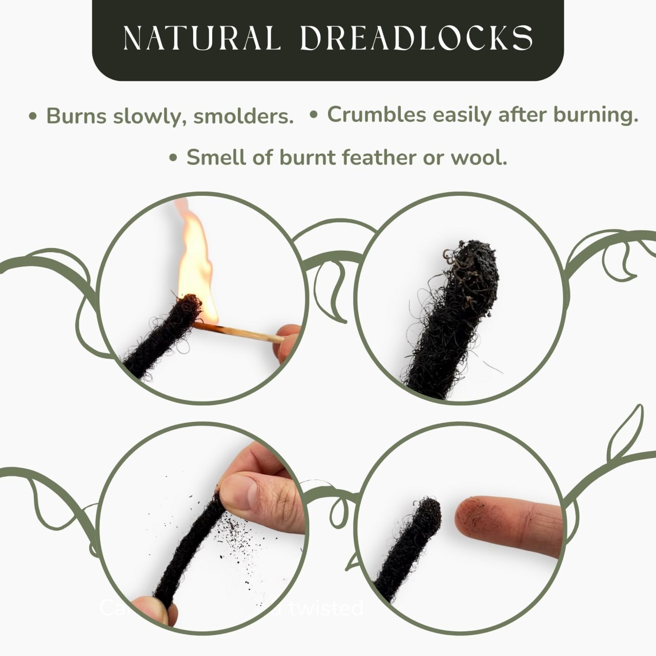 Textured interlocd human hair Dreadlock extensions, blunt tips, length: 4 ”- 60
