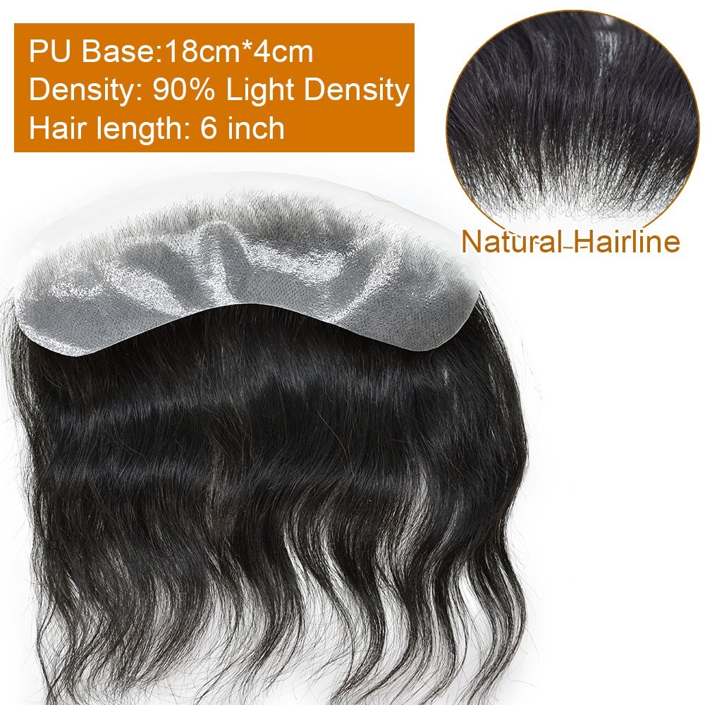 Men Frontal Invisible 100% Human Hairpiece Natural Hairline V-Loop Skin PU